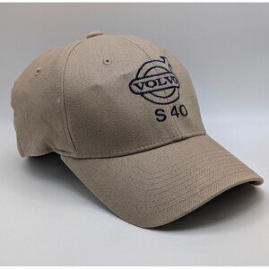 Vintage Volvo S40 Auto Racing Hat Cap Stretch Fit OSFM Khaki Tan Dad Clean Up